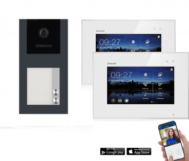 BALTER EVO Aufputz Video Türsprechanlage 2-Draht BUS für 2-Familienhaus  2 x 7" WiFi Touchscreen Monitor und Hauptstromverteiler_2