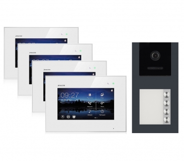 BALTER EVO Aufputz Video Türsprechanlage 2-Draht BUS für 4-Familienhaus  4 x 7" Touchscreen Monitor und Hauptstromverteiler_2