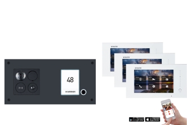 Balter ERA Video Türsprechanlage in waagerechter Form für 1 Familienhaus 3x Monitore mit Smartphone App,  Bewegungsmelder