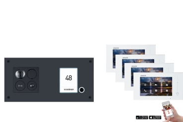 Balter ERA WLAN Video Türsprechanlage in waagerechter Form für 1 Familienhaus 4x Monitore mit Smartphone App, Bewegungsmelder