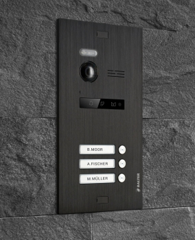 Video Türsprechanlage BALTER EVO BLACK 2-Draht BUS Komplettsystem für 3-Familienhaus in Schwarz