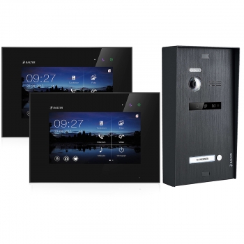 BALTER EVO Aufputz Video Türsprechanlage 2-Draht BUS für 1-Familienhaus  2 x 7" Touchscreen Monitor in Schwarz