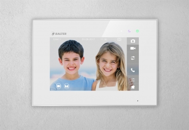 BALTER EVO Aufputz Video Türsprechanlage 2-Draht BUS für 1-Familienhaus mit 7" Touchscreen Monitor und Hauptstromverteiler