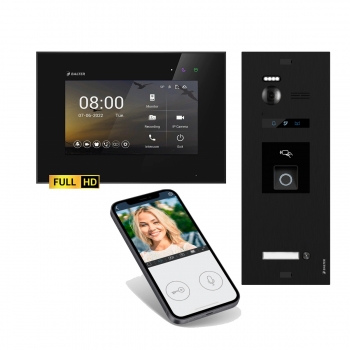 HD WIFI Video Türsprechanlage mit Fingerprint & RFID BLACK BALTER EVO für 1-Familienhaus