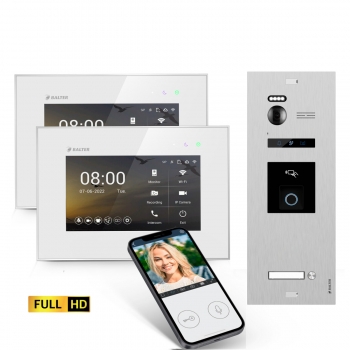 HD WIFI Video Türsprechanlage mit Fingerprint & RFID BALTER EVO für 1-Familienhaus mit 2x Monitor