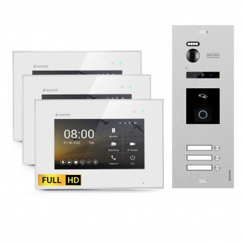 HD Video Türsprechanlage mit RFID & Fingerprint BALTER EVO für 3-Familienhaus
