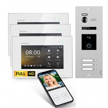 HD WIFI Video Türsprechanlage mit Fingerprint & RFID BALTER EVO für 3-Familienhaus