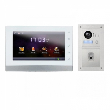 IP Video Türsprechanlage mit 7" LCD und Unterputz Außenstation mit Fingerprint-IPSET11F