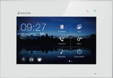 Video Sprechanlage BALTER EVO 2-Draht BUS für Einfamilienhaus mit 3x 7" Displays in Weiß