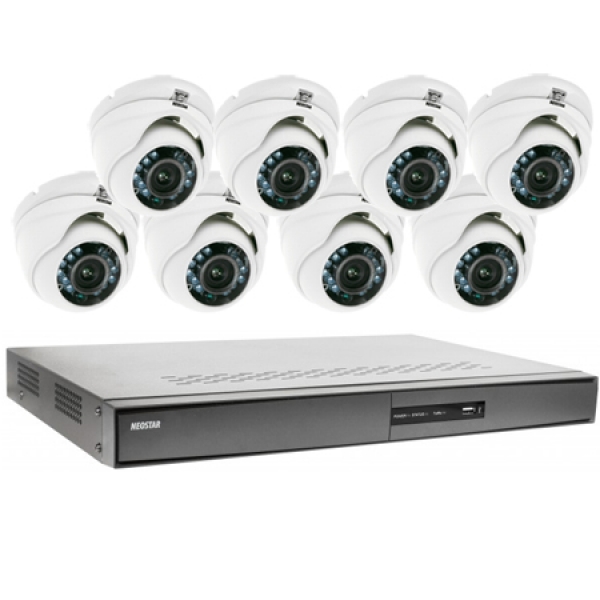 Videoüberwachung Set 8x IR Dome Überwachungskamera 600/720TVL, 8 Kanal H.264 DVR, 1TB -IS-NKS23