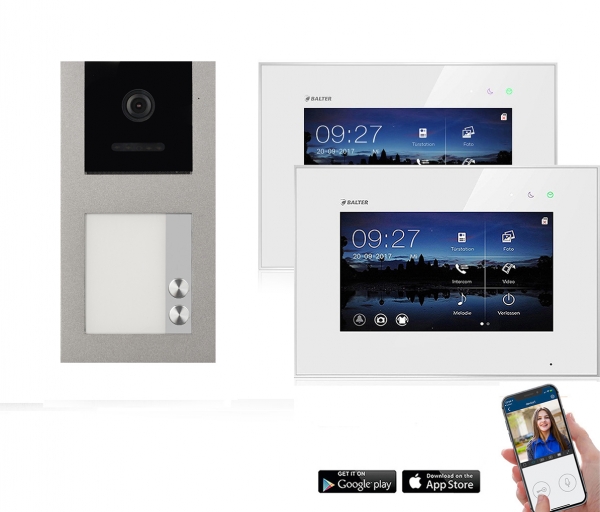 BALTER EVO Aufputz Video Türsprechanlage 2-Draht BUS für 2-Familienhaus  2 x 7" WiFi Touchscreen Monitor und Hauptstromverteiler_1