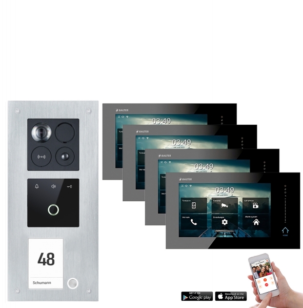 Balter ERA Video Türsprechanlage mit Fingerprint für 1 Familienhaus mit 4x 7" Monitor