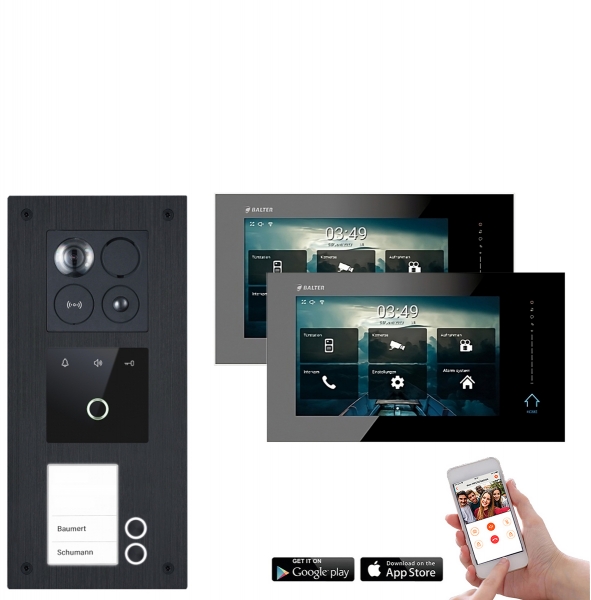 Balter ERA Video Türsprechanlage mit Fingerprint, RFID für 2 Familienhaus