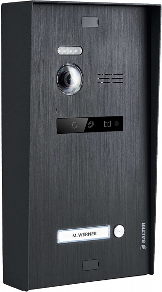 BALTER EVO Aufputz Video Türsprechanlage 2-Draht BUS für 1-Familienhaus  2 x 7" Touchscreen Monitor in Schwarz