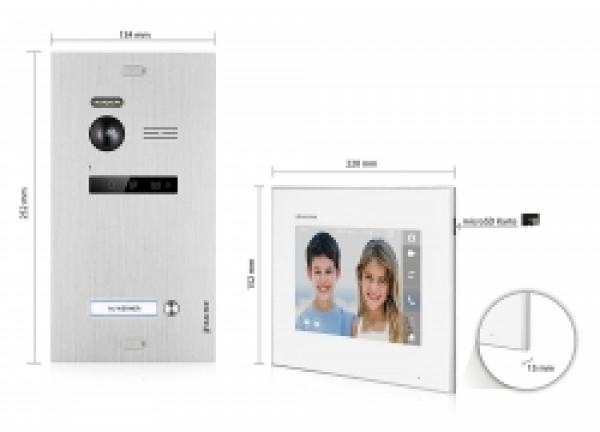 WLAN Video Türsprechanlage BALTER EVO 2-Draht BUS für 1-Familienhaus mit 4x Touchscreen 7 Zoll Monitor in Weiß