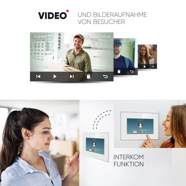 HD Video Türsprechanlage BALTER EVO für 3-Familienhaus mit 3x 7" Monitor