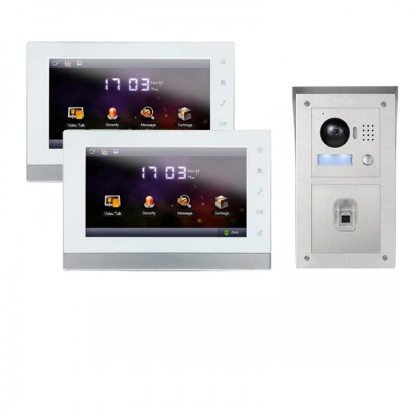 IP Video Klingelanlage mit 2x7" LCD und Aufputz Außenstation mit Fingerprint-2IPSET01F