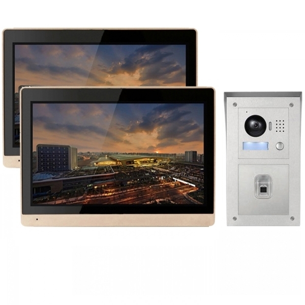 IP Videotürsprechanlage mit Fingerprint Aufputz-Außenstation und 2x10" LCD -2IPSET1001F