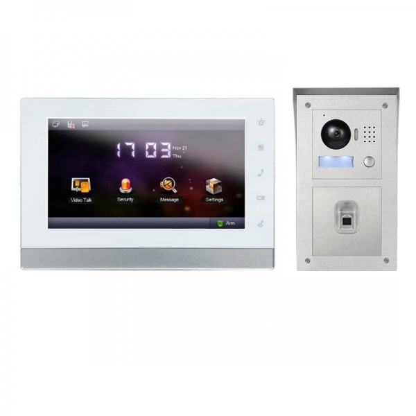 IP Video Klingelanlage mit 7" LCD und Aufputz Außenstation mit Fingerprint-IPSET01F