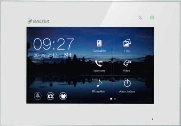 Video Türsprechanlage BALTER EVO 2-Draht BUS  für Einfamilienhaus mit 2 x Touchscreen 7" Monitor in Weiß