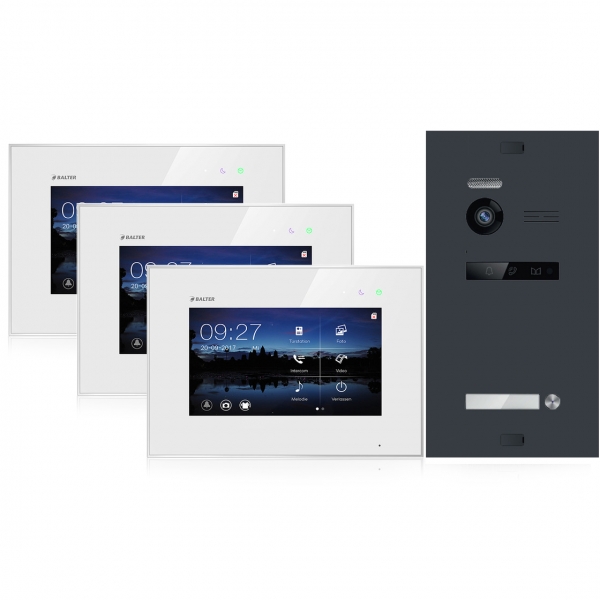 Video Sprechanlage BALTER EVO 2-Draht BUS für Einfamilienhaus mit 3x 7" Displays
