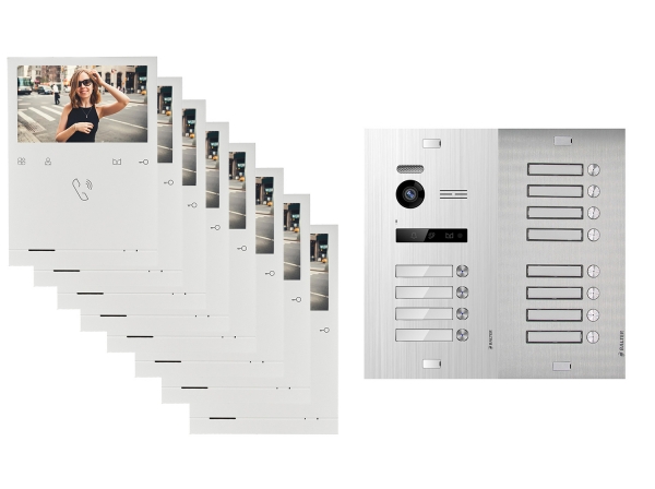 Video Türsprechanlage BALTER EVO QUICK für 12 Familienhaus mit 12x 4,3 Zoll Monitor 2-Draht BUS Türstation mit 150° Weitwinkel-Kamera