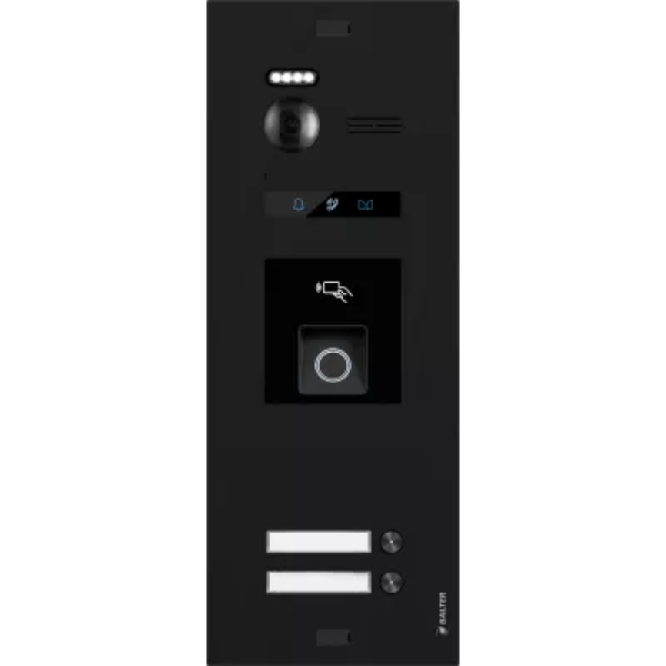 BALTER EVO-HD-BLACK-FN-2FAM Türstation in Schwarz für 2 Teilnehmer mit Fingerprintmodul und Full HD Video (1080p), 2-Draht IP-BUS Technologie