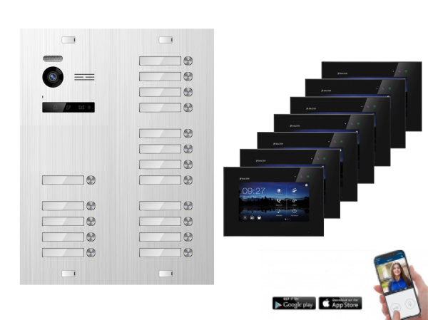 WLAN Video Türsprechanlage BALTER EVO 2-Draht BUS Komplettsystem für 17-Familienhaus