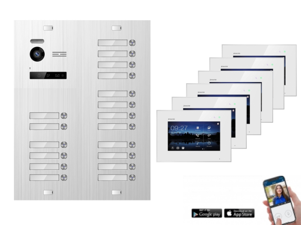 WLAN Video Türsprechanlage BALTER EVO 2-Draht BUS Komplettsystem für 18-Familienhaus