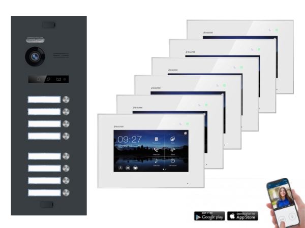 BALTER EVO WLAN Video Türsprechanlage 2-Draht BUS für 8-Familienhaus Anthrazitgrau