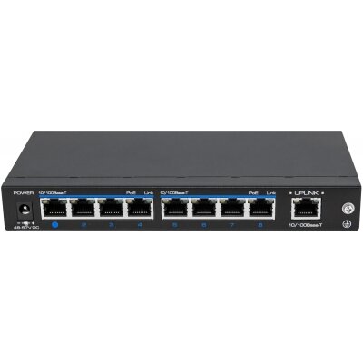 8x PoE Netzwerk Switch, 1x Uplink-Ports, 120W, CCTV-Modus,Metallgehäuse