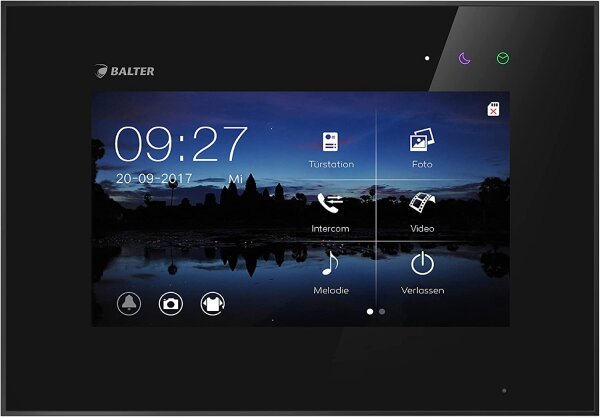 Videostation in schwarz 2-Draht BUS 7 Zoll Monitor Zusatzmonitor für BALTER EVO Video-Türsprechanlage