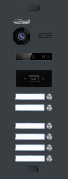 BALTER "EVO-6FAM-RFID" Anthrazitgrau Unterputz -Türstation für 6 Teilnehmer mit RFID-Funktion, 2-Draht BUS Technologie (Video / Audio / Strom), 150° Weitwinkelkamera, 960H Tag/Nachtkamera, Nachtsicht durch eingebaute Weißlich -LEDs, Automatische Tag/Nacht