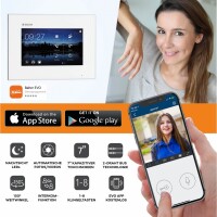 Aufputz WLAN Video Türsprechanlage BALTER EVO 2-Draht BUS für 1-Familienhaus mit 4x Touchscreen 7 Zoll Monitor in Schwarz