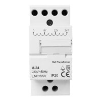 Hutschienen Klingeltrafo mit 8V / 1A,12V / 0,67A, 24V / 0,33A AC für el. Türöffner passend für Video Türsprechanlagen