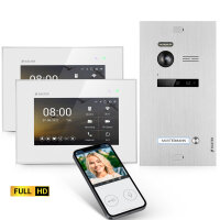 HD WLAN Video Sprechanlage BALTER EVO für 1-Familienhaus, 2x Monitor, mit Smartphone App Weiß-Silber